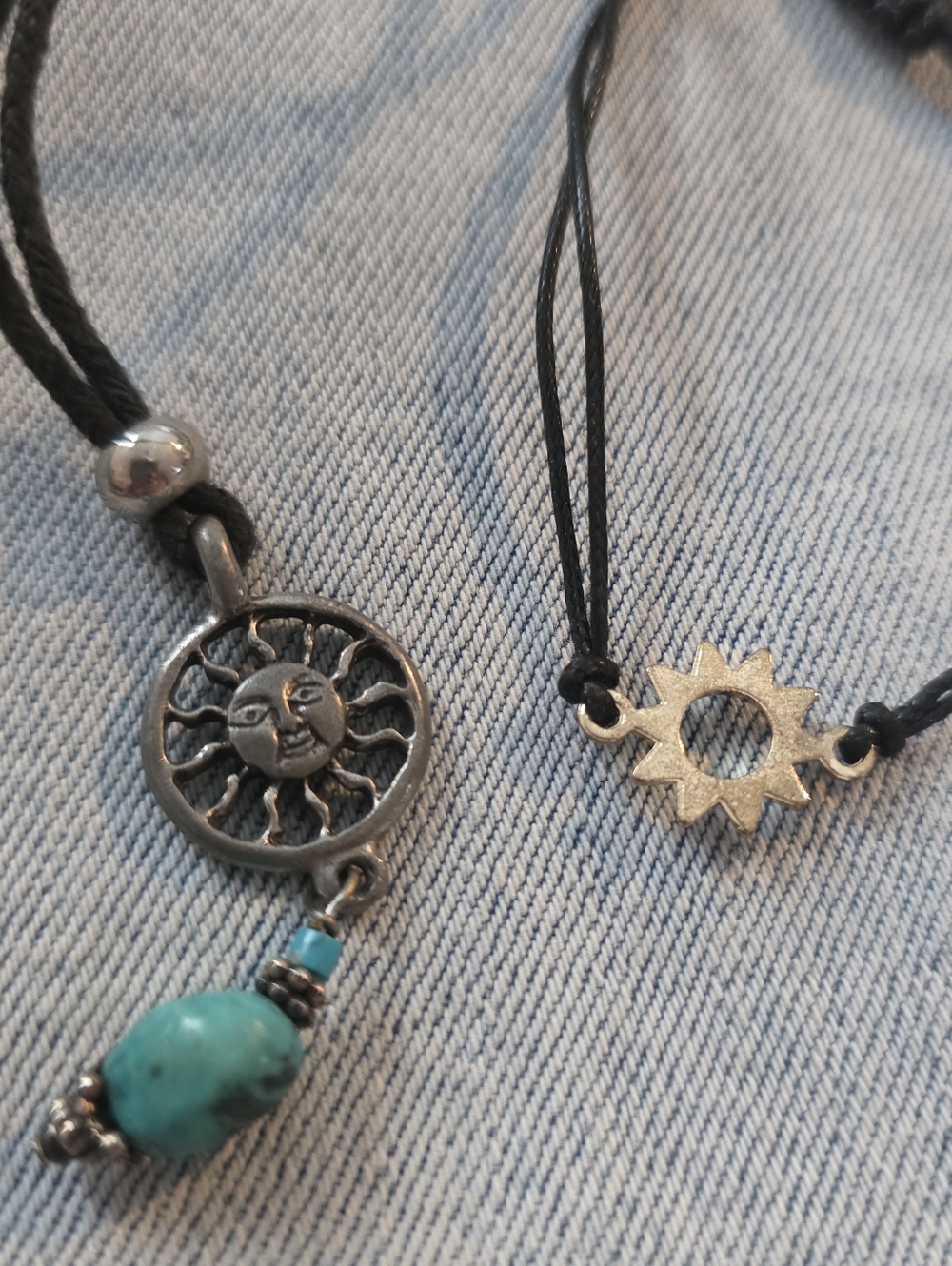 Turquoise Bead Sun Charm Necklace And Bracelet Bundle Boho